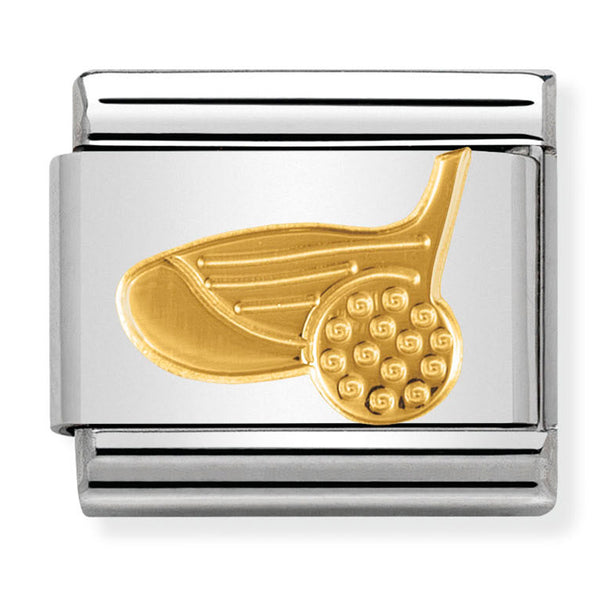 Sports - Golf Ball and Club Gold Charm