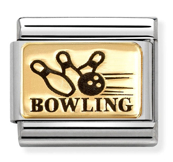 Hobbies - Bowling with Black Enamel Gold Charm