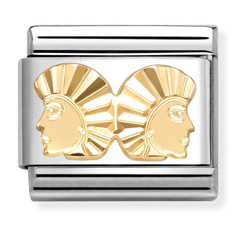 Zodiac Etched: Gemini Gold Charm