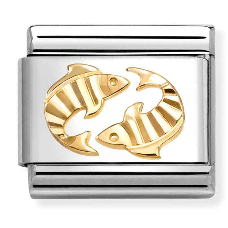 Zodiac Etched - Pisces Gold Charm