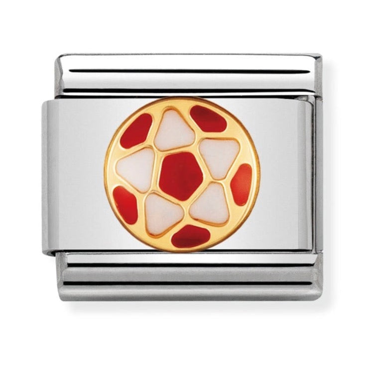Sports - Italian Red & White Football Gold Charm