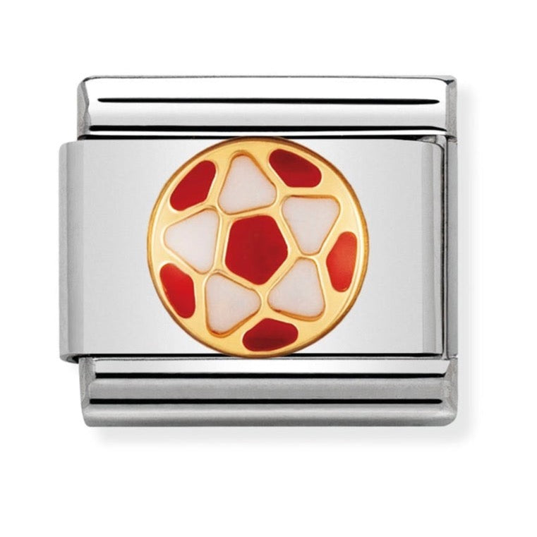 Italian Red & White Football Gold Charm