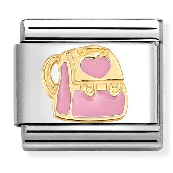 Symbol - Pink Enamel Backpack Gold Charm