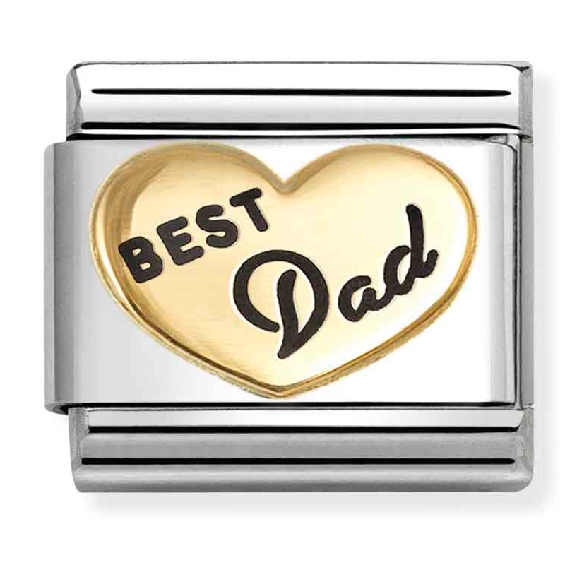 Family - Best Dad with Enamel Heart Gold Charm