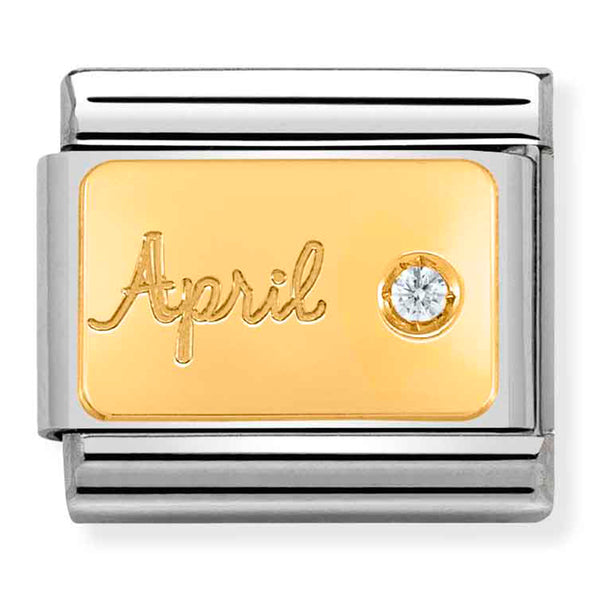Birthstone - April (Diamond) Gold Charm