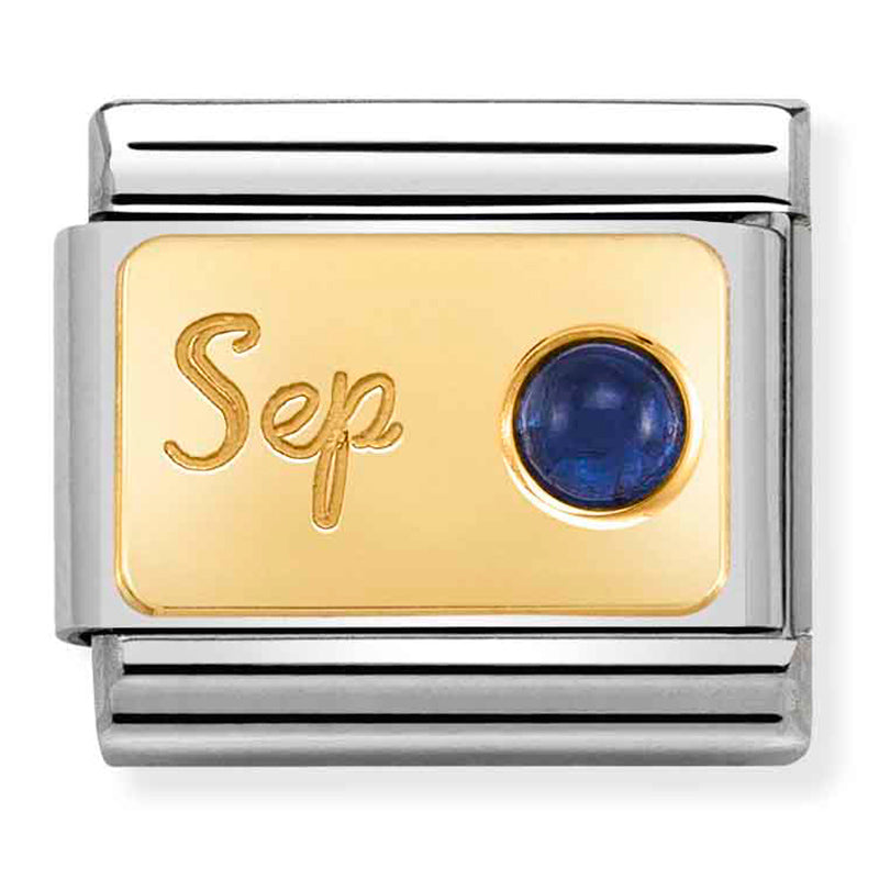 Birthstone - September (Sapphire) Gold Charm