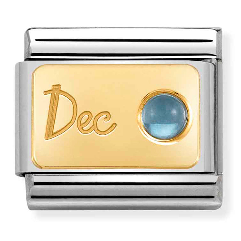 Birthstone - December (Light Blue Topaz) Gold Charm