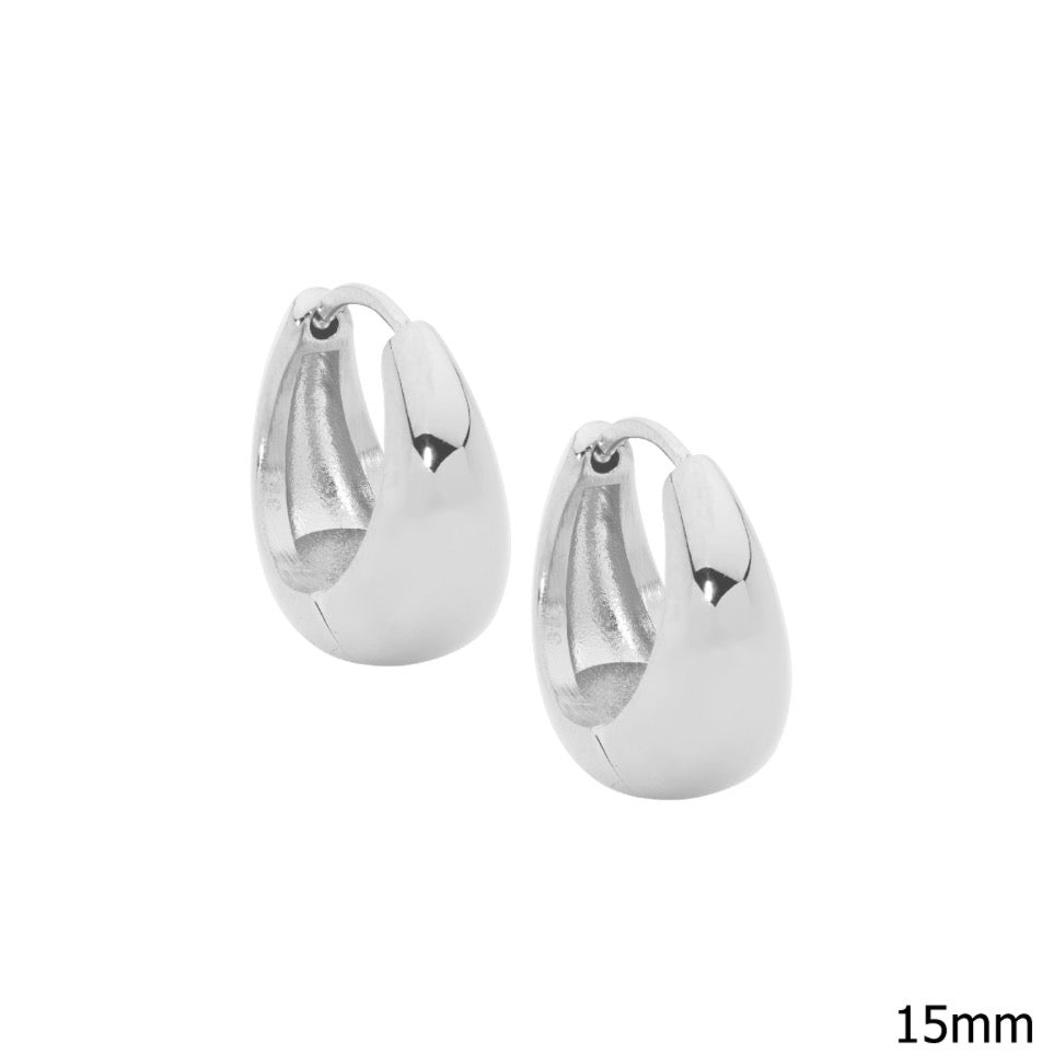 15mm Plain Hoop Earrings  - 3 colours