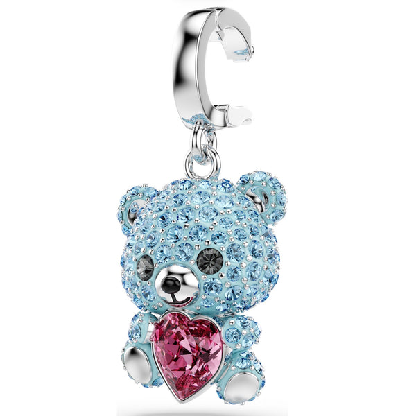 Idyllia: Blue Mixed Cut Crystal Teddy Bear Silver Charm