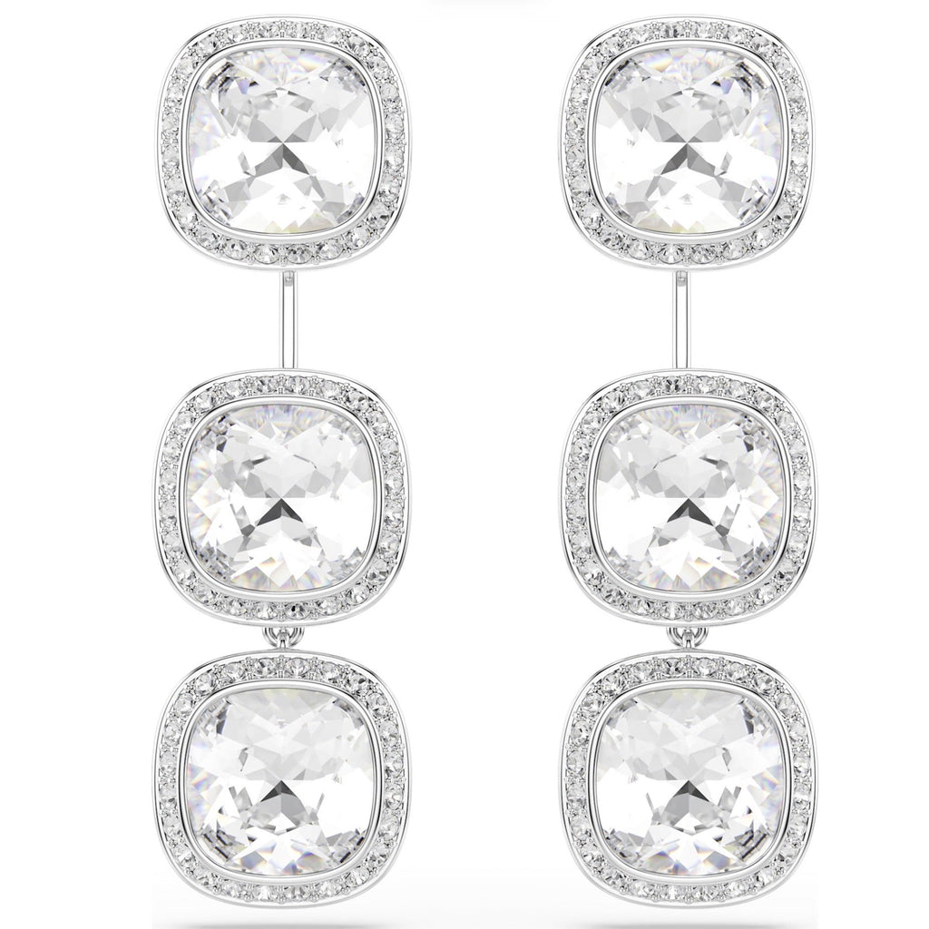 Una Angelic: White Cushion Cut Crystal Silver Earrings