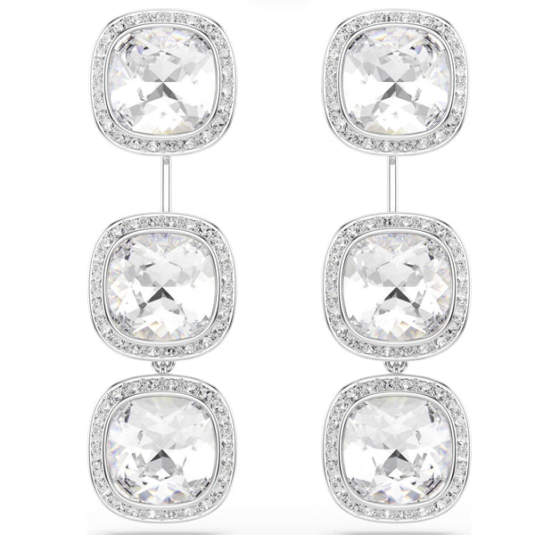 Una Angelic: White Cushion Cut Crystal Silver Earrings