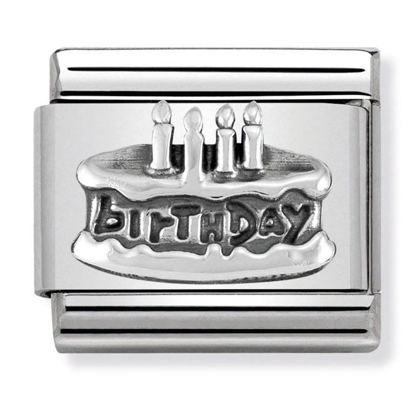 Occasions - Birthday Cake Silver Charm