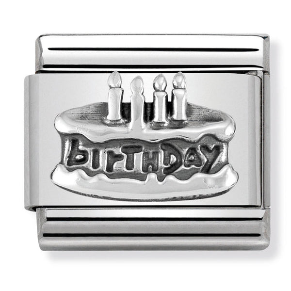 Occasions - Birthday Cake Silver Charm