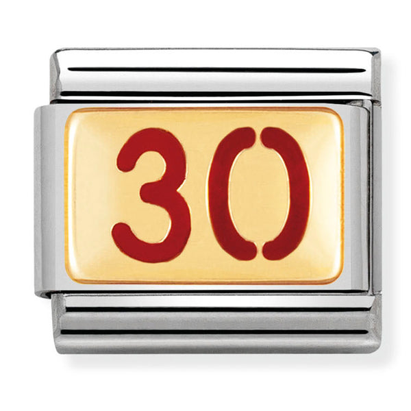 Birthday - 30th with Red Enamel Gold Charm