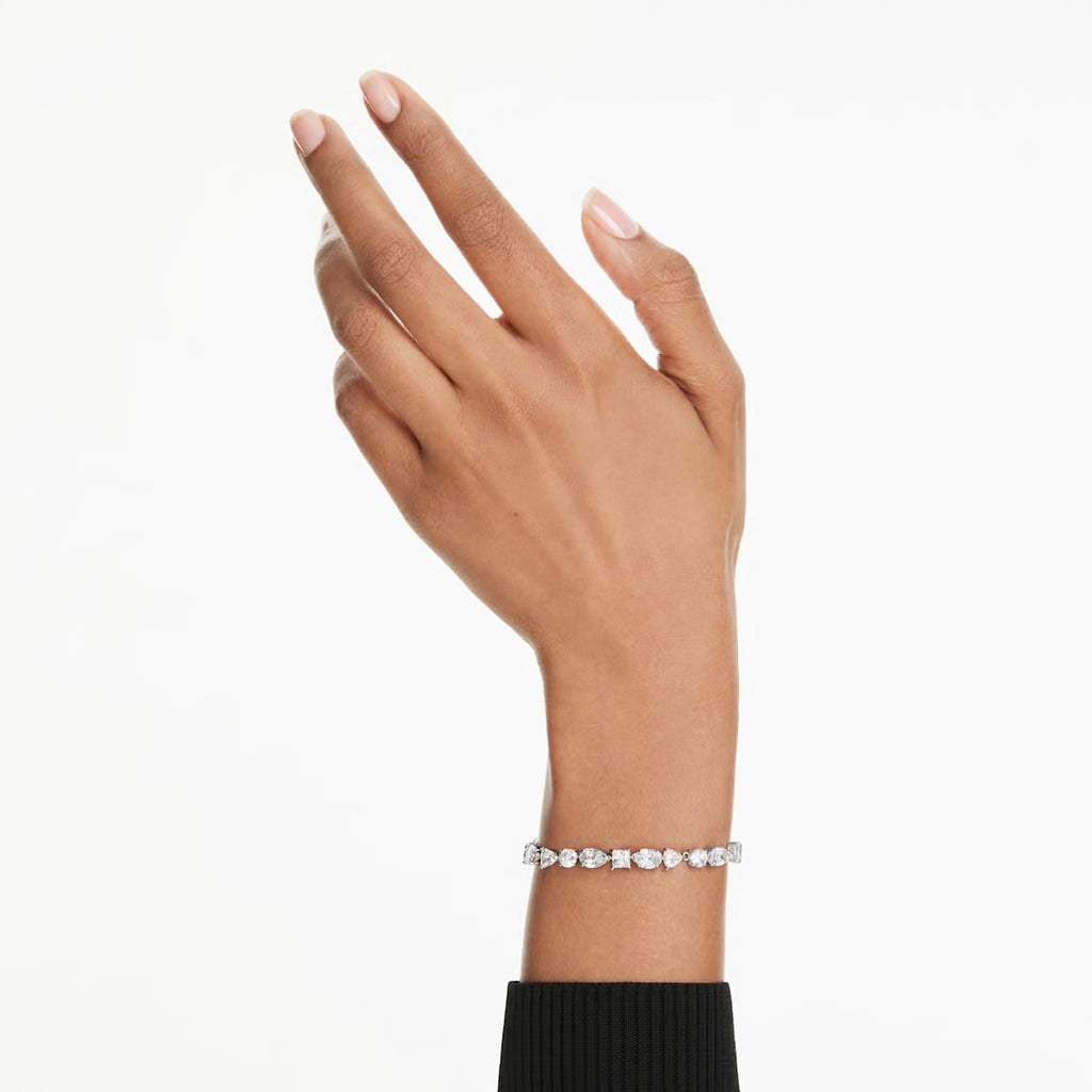 Mesmera: White Mixed Cuts Crystal Silver Bracelet