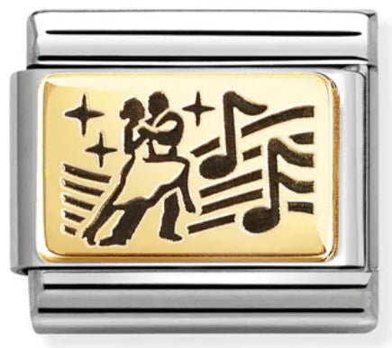 Symbols - Dancing Couple with Black Enamel Gold Charm