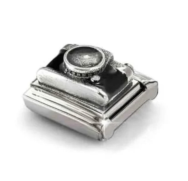 Symbol - Camera Relief with Black Enamel Silver Charm