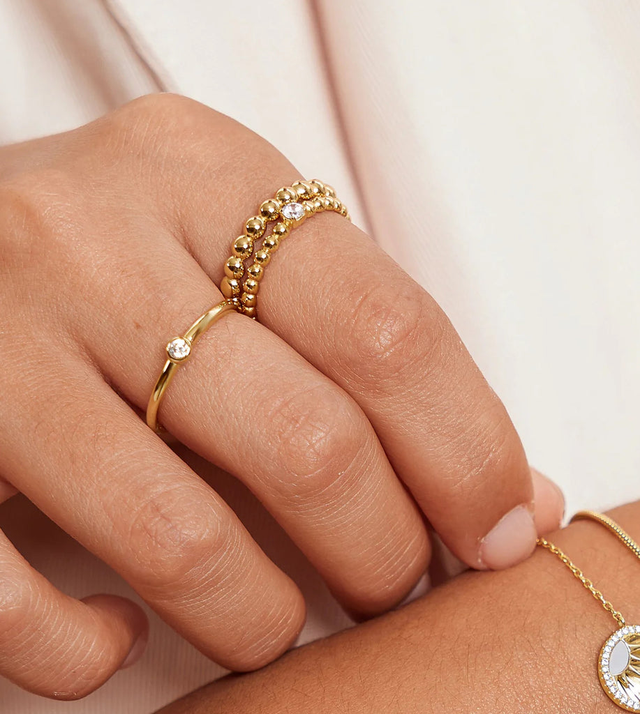 Sunshine Chaser - CZ Round Dome Ring - 2 Colours