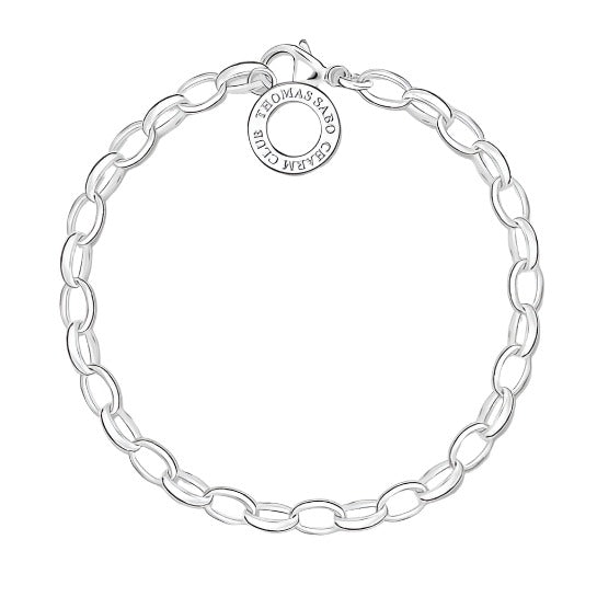 Oval Link Silver Belcher Charm Bracelet