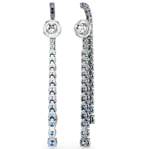 Matrix: Multicoloured Gradient Round Cuts Ruthenium Plated Drop Earrings