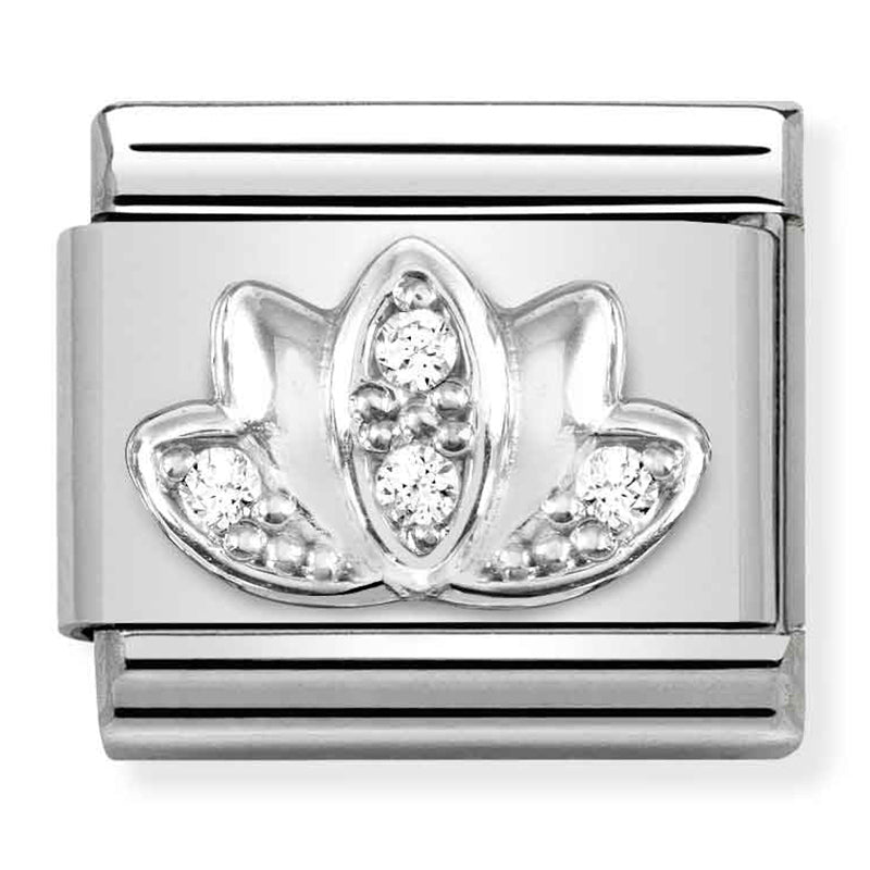 Nature - Lotus Flower with CZ Silver Charm