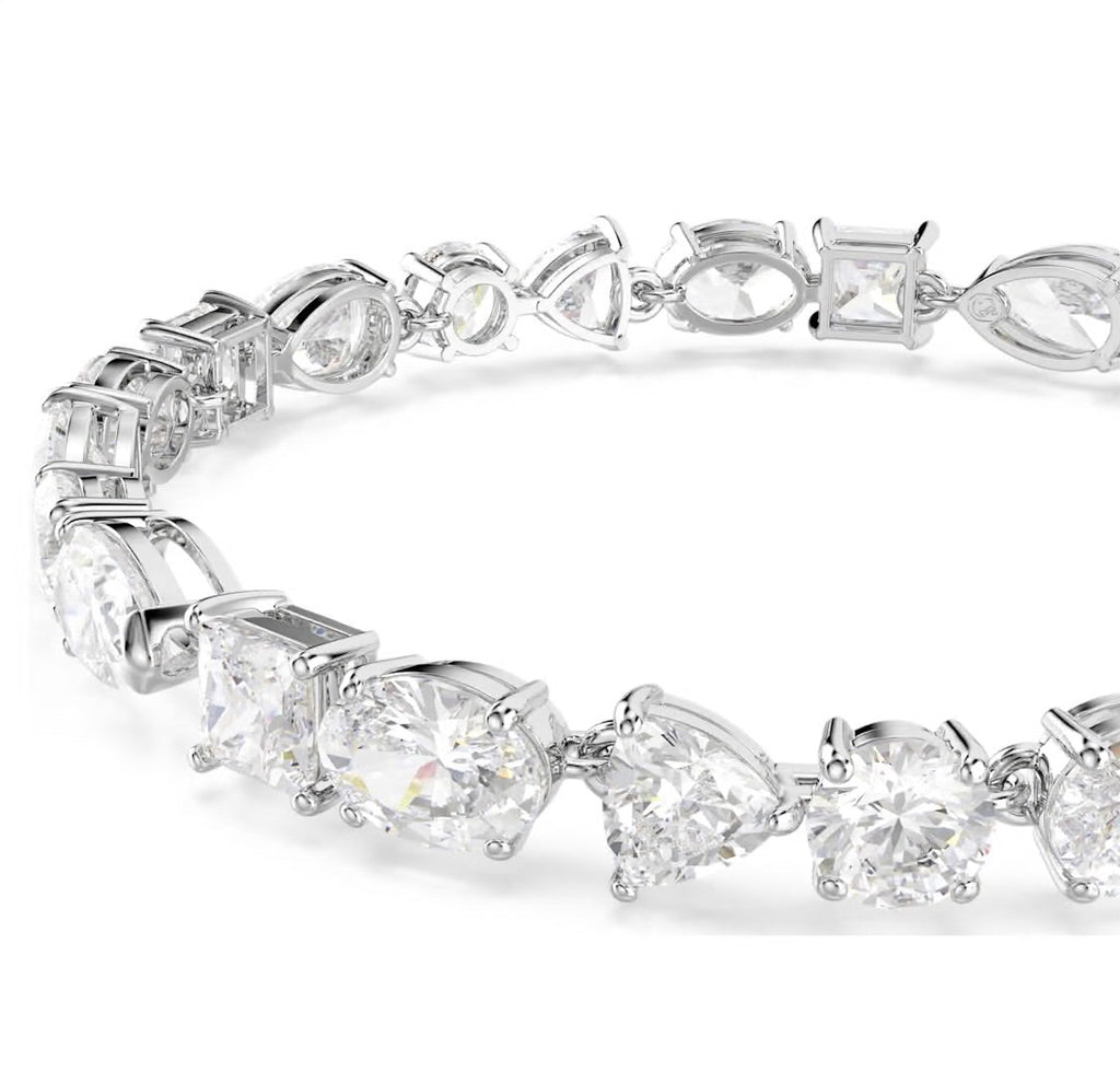 Mesmera: White Mixed Cuts Crystal Silver Bracelet