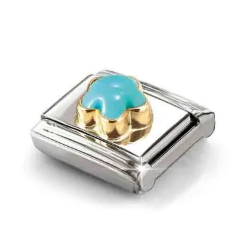 Nature - Turquoise Flower Gold Charm