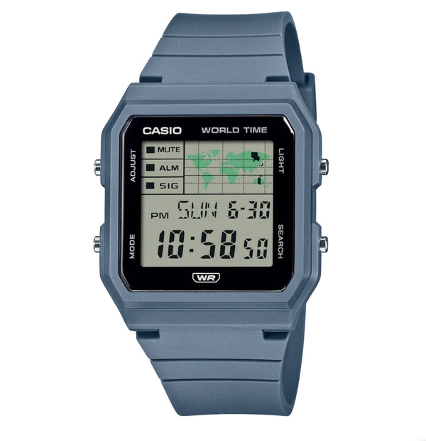 Casio Digital World Map, Blue Resin Band Watch
