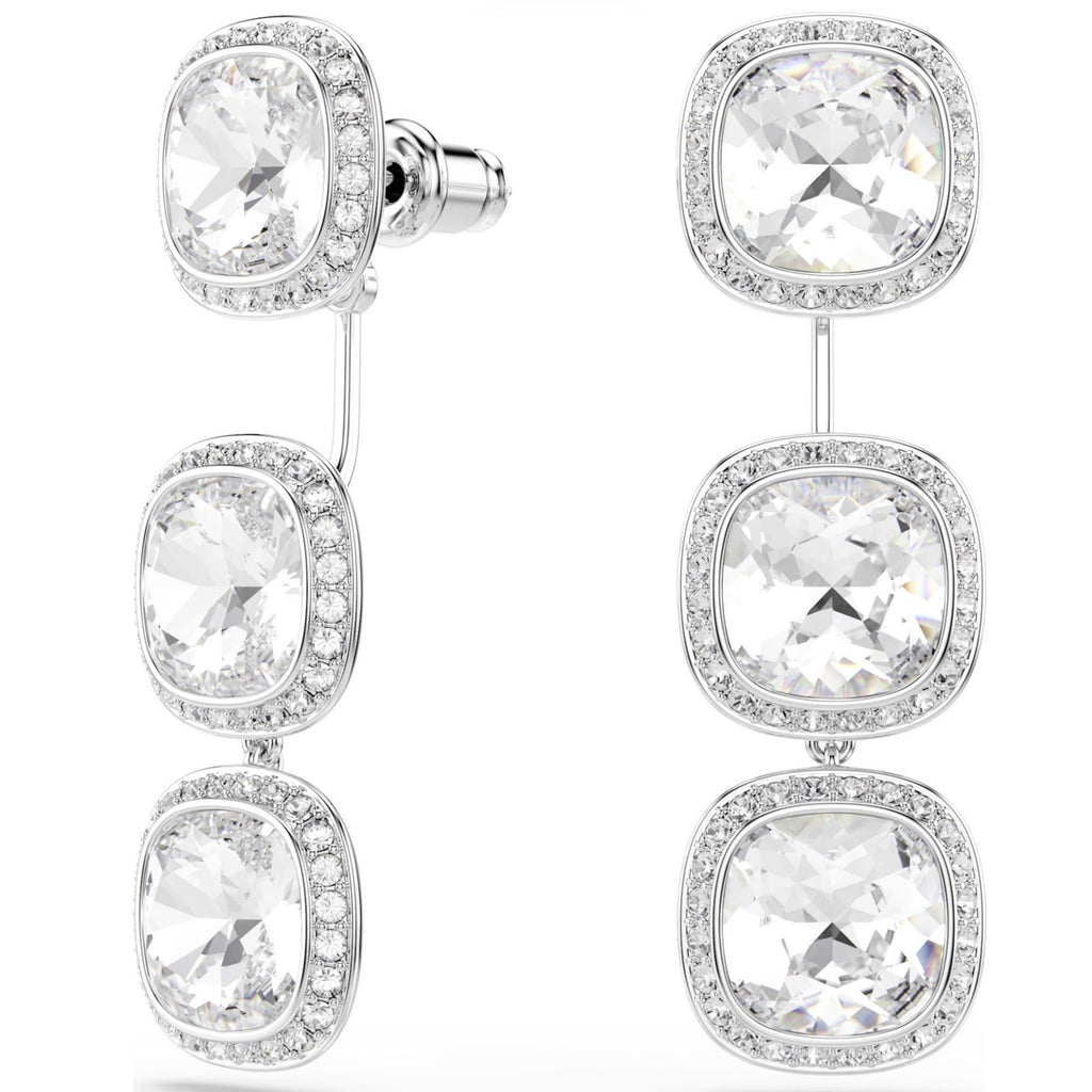 Una Angelic: White Cushion Cut Crystal Silver Earrings
