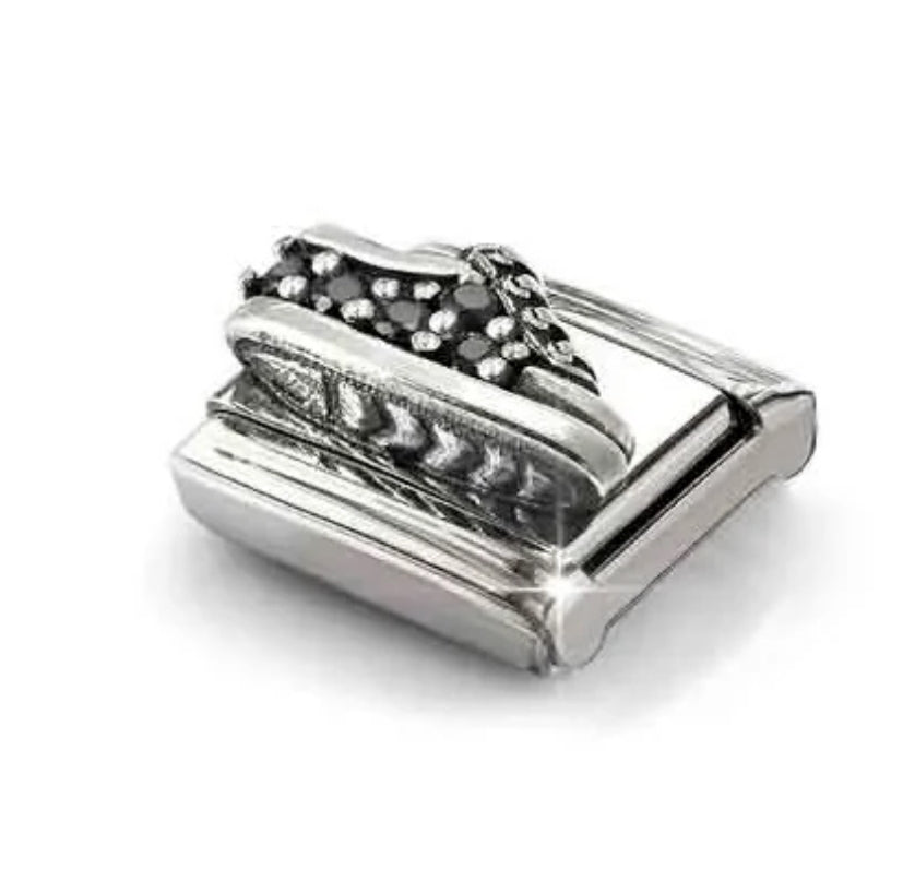 Sports - Sneaker with Black CZ Oxidised Silver Charm