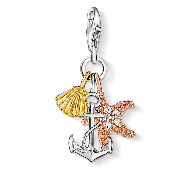 Anchor Sea Shell Silver Charm