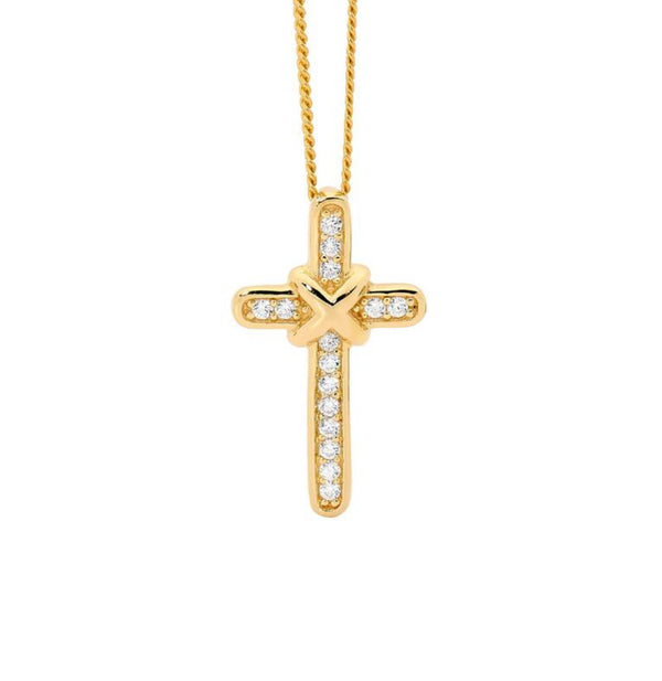 Cross with CZ Gold Pendant