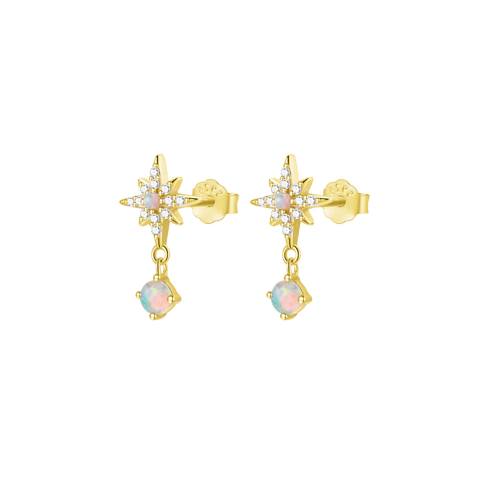 Petite CZ North Star & Opalite Stud Earrings