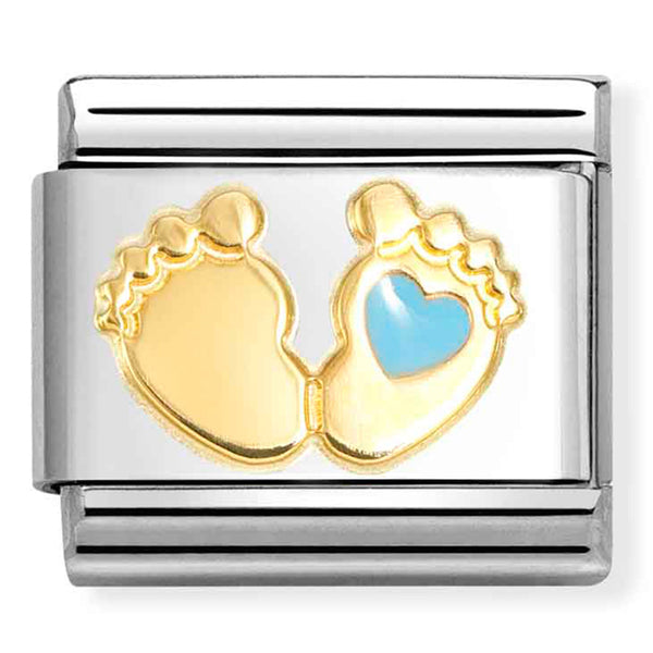 Baby - Blue Heart Foot Gold Charm