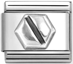 Symbols - Hexagonal Screw Oxidised Silver Charm