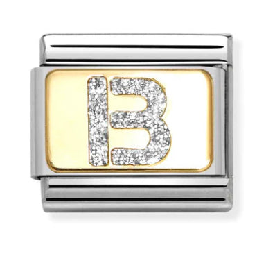 Glitter Letter B Gold Charm