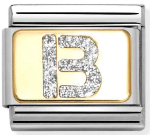 Glitter Letter B Gold Charm