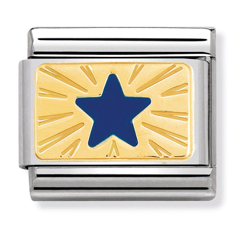 Etched Symbols - Blue Star Gold Charm