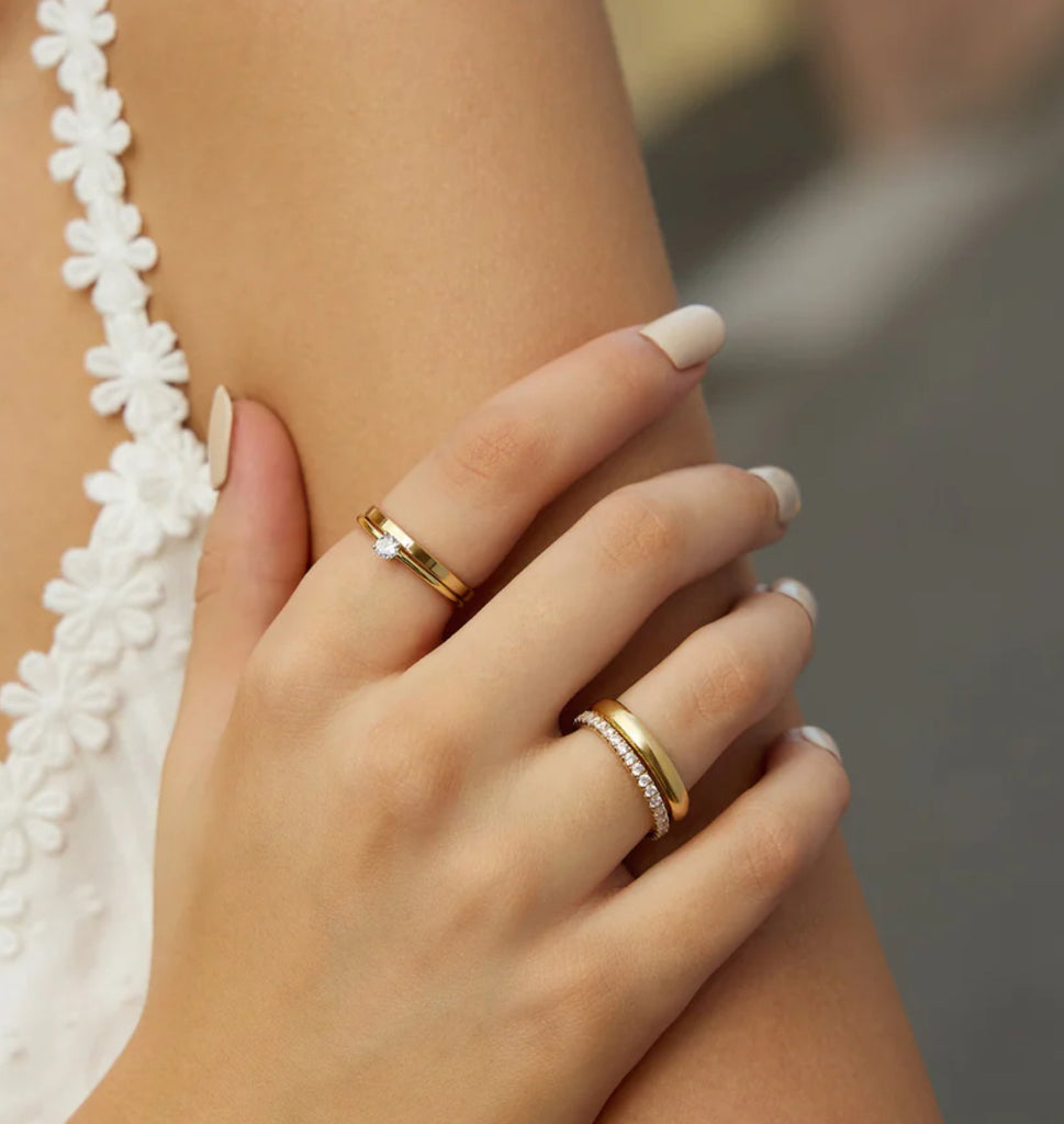 Sunny Sparkler - Classic Slim with CZ Stacking Ring - 2 Colours