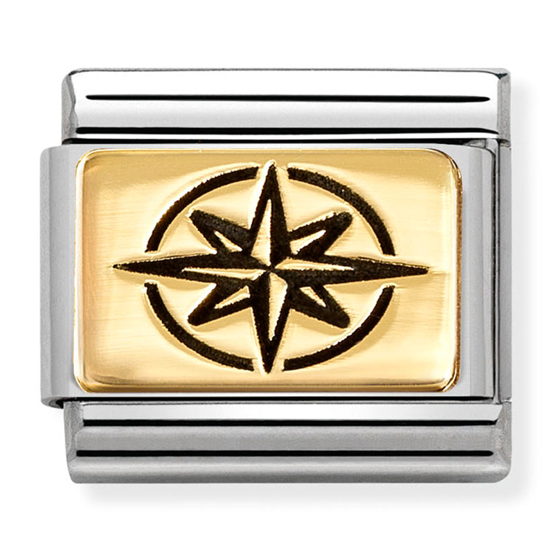 Symbols - Wind Rose with Black Enamel Gold Charm