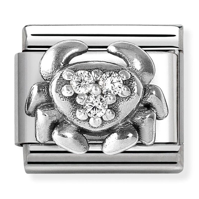 Zodiac - Cancer with CZ Silver Charm