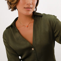 CLEA Fresh Water Pearl + Flower with Straw Necklace