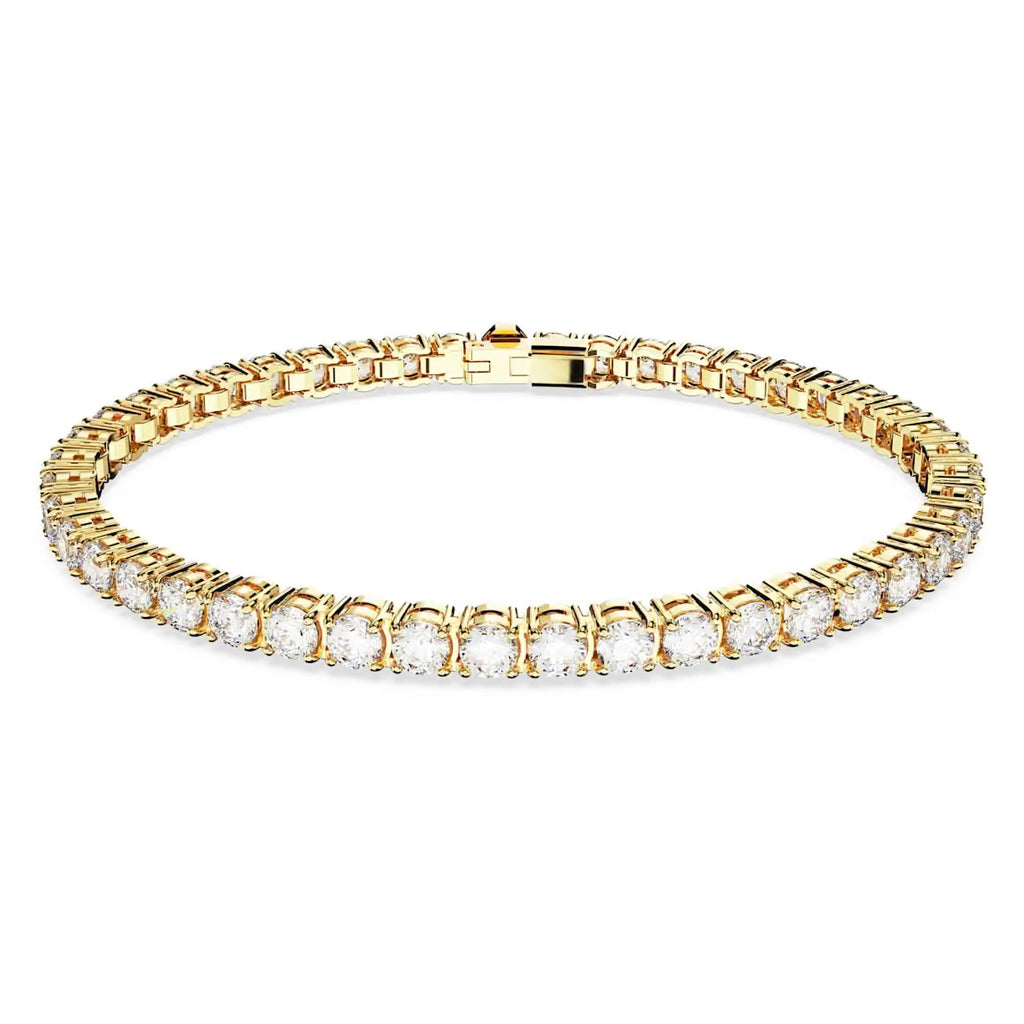 Matrix White Round Cut Gold Tennis Bracelet