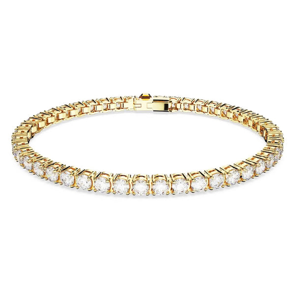 Matrix White Round Cut Gold Tennis Bracelet - 3 Sizes