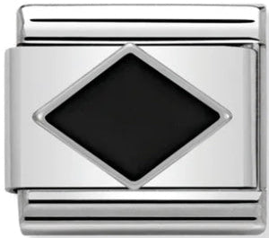 Symbols - Black Rhombus Silver Charm