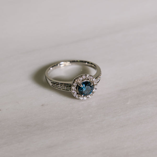 18ct WG Blue Diamond Ring