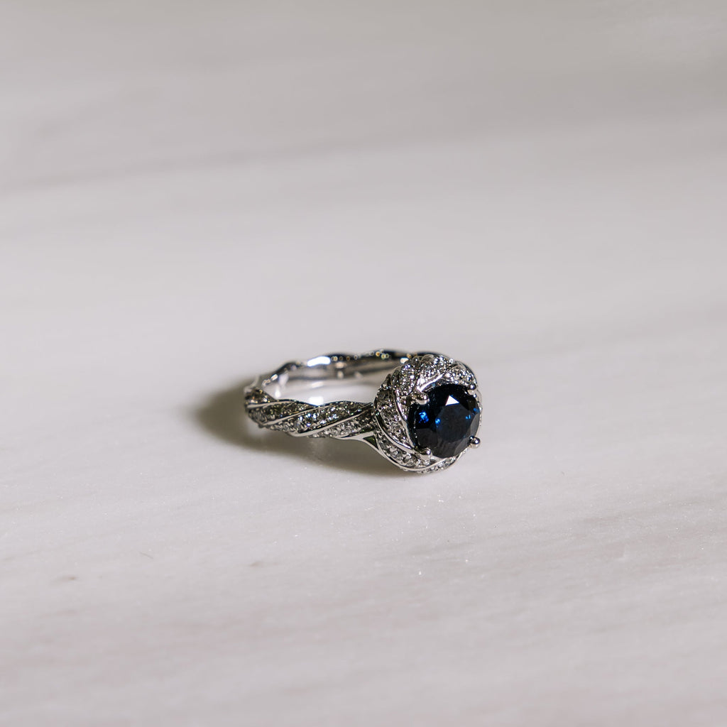 Platinum Blue Ceylon Sapphire Ring