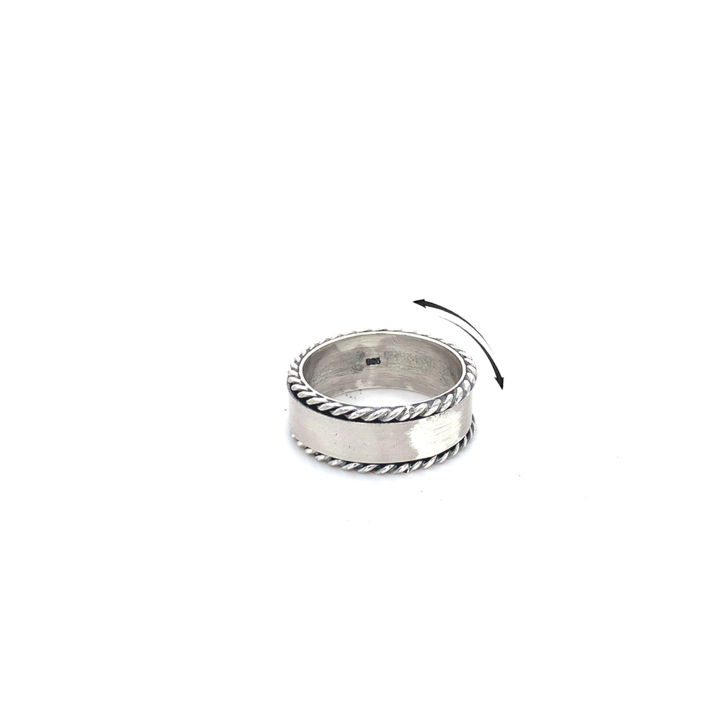 Spinner Ring - Sterling Silver  Plain Ring w/ Rope Border Design