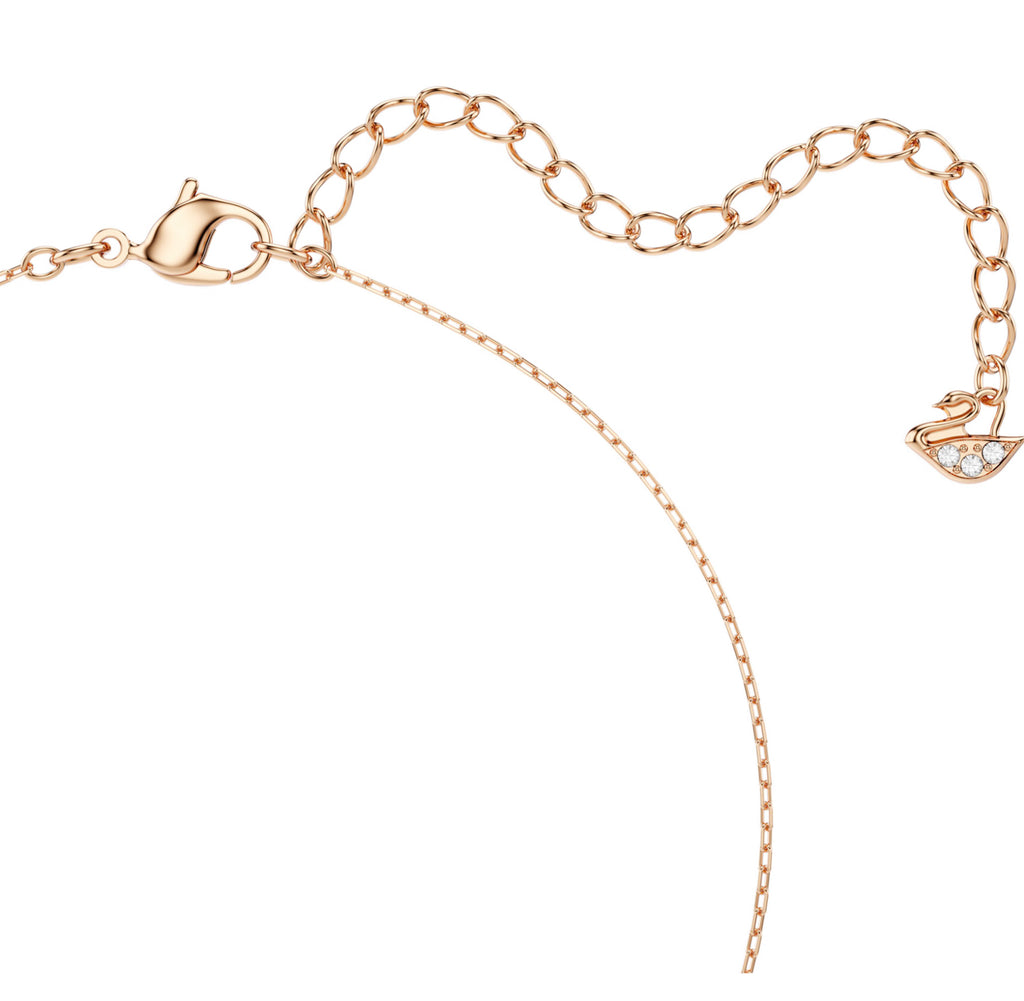 Hyperbola: White Infinity and Heart Crystal Rosegold & Silver Necklace