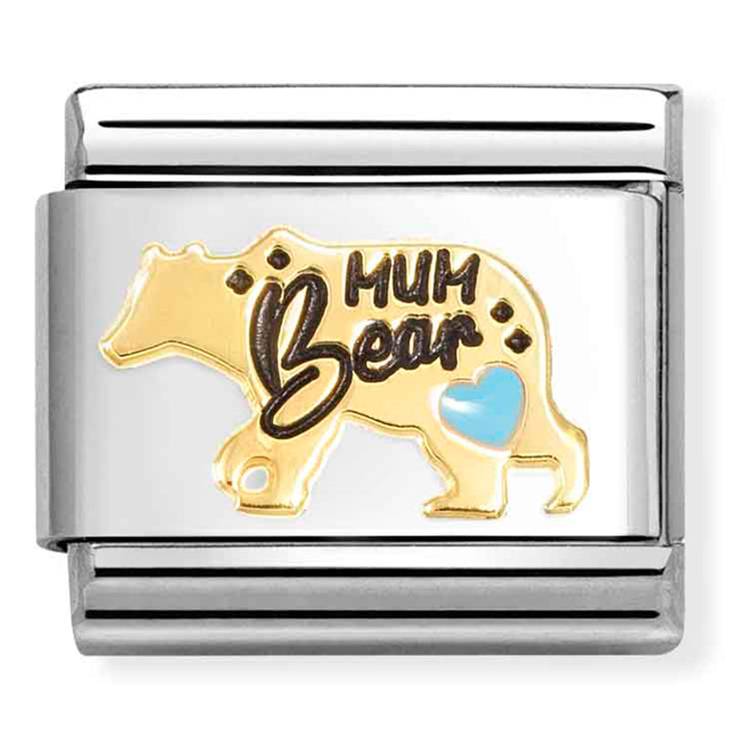 Family - Blue Mum Bear Gold Charm
